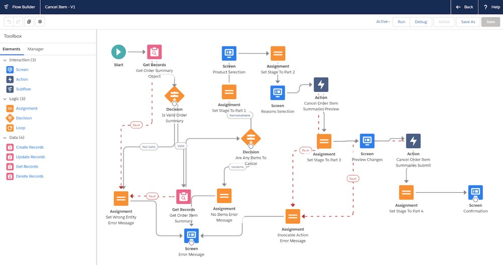 Salesforce Flow Builder Cancel Item V1